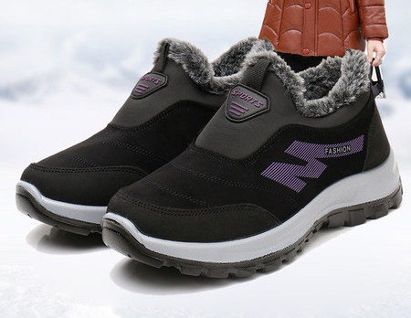 Adidași de iarnă de damă cu inscripție și talpă aspră