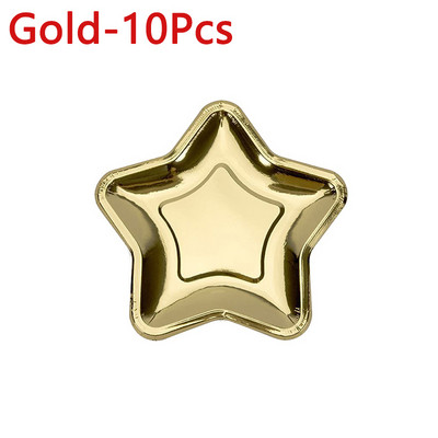 10 bucăți farfurii din hârtie pentagramă de culoare auriu, argintiu, veselă de unică folosință, stea, baby shower, ziua de naștere, nuntă, consumabile pentru petrecerea de Crăciun