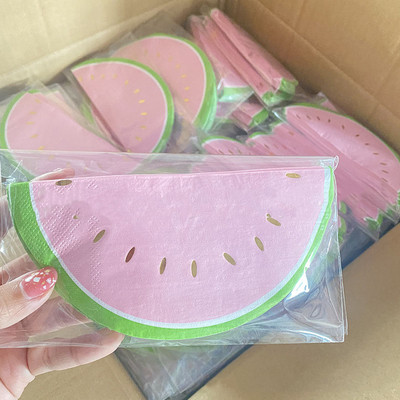 Τροπικό χάρτινο πιάτο για πάρτι Πράσινο φύλλο φοίνικα χρυσός ανανάς Πιάτο μιας χρήσης φύλλο καρπούζι Πετσέτα Χαβάης Luau Διακοσμήσεις για πάρτι