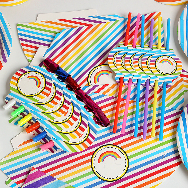Μπομπονιέρες για πάρτι Cloud Rainbow Παιδικά χάρτινα πιάτα γενεθλίων Κύπελλο καρτούν Επιδόρπιο Πιάτο τούρτας Γάμος Προμήθειες γιορτής