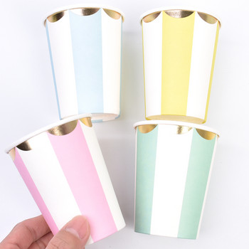 8 τμχ Παστέλ Χάρτινα Κύπελλα Πιάτα Macaron Rainbow Κύπελλο μιας χρήσης Προμήθειες για πάρτι γενεθλίων Baby shower Βάπτιση γάμου