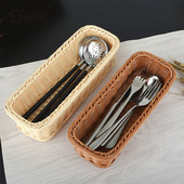 Kvadratna košara za kruh od ratana, voće, hrana, vilica, žlica, nož, držač košare za pohranu za restoran, dekoracija svadbenog stola 3 veličine