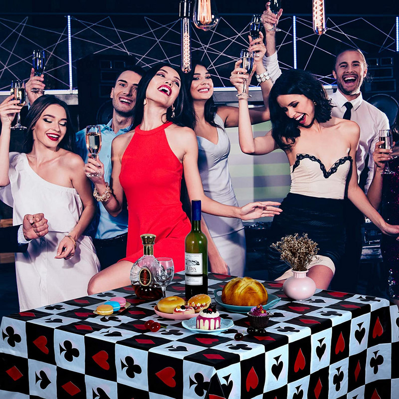 Pokkerimänguteemalised sünnipäevapeotarbed Kasiinoõhtu Ühekordsed lauanõud Taldrikud Salvrätikud Las Vegase teemaline Kasiino peokaunistus