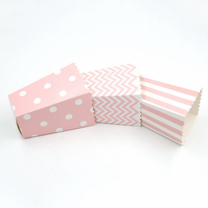 10 tk Roosa triibuline lainetäpp paber popkorni karbid kott Sünnipäeva popkorni kommid Sanck lemmikkotid Filmipeo lauanõud