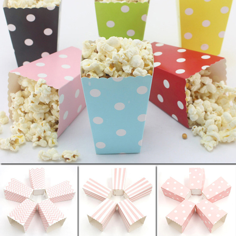 10 tk Roosa triibuline lainetäpp paber popkorni karbid kott Sünnipäeva popkorni kommid Sanck lemmikkotid Filmipeo lauanõud