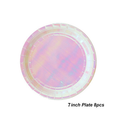 Partide în formă de lebădă Curcubeu Veselă de unică folosință Cești de hârtie Farfurie Paie Favoruri pentru petrecerea de naștere Baby Shower Decorat Rechizite pentru petrecere