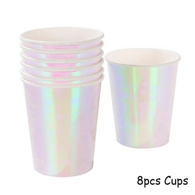 Partide în formă de lebădă Curcubeu Veselă de unică folosință Cești de hârtie Farfurie Paie Favoruri pentru petrecerea de naștere Baby Shower Decorat Rechizite pentru petrecere