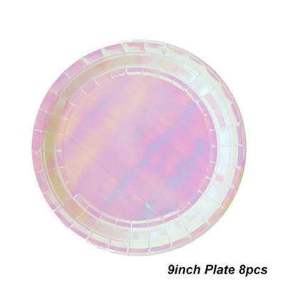 Partide în formă de lebădă Curcubeu Veselă de unică folosință Cești de hârtie Farfurie Paie Favoruri pentru petrecerea de naștere Baby Shower Decorat Rechizite pentru petrecere