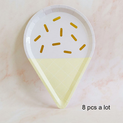 Papirnati tanjuri Sladoled Ružičasta Mint Zelena Folija Prugasta Tanjur za krštenje Party Shower Rođendan Otkrivanje spola Oprema za zabavu