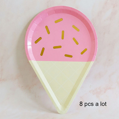 Papirnati tanjuri Sladoled Ružičasta Mint Zelena Folija Prugasta Tanjur za krštenje Party Shower Rođendan Otkrivanje spola Oprema za zabavu