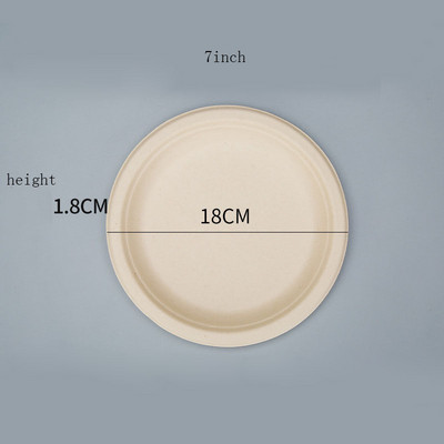 Papirnati tanjuri za jednokratnu upotrebu od 7 8 9 inča Tanjur za prirodni šećer Bagasse za kampiranje Piknik Ekološki nebijeljeni biorazgradivi tanjur 10 kom