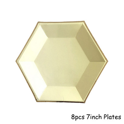 Set de veselă de unică folosință, galben auriu, farfurii de hârtie pentru petrecere, șervețele, paie pentru ceașcă, petrecere de naștere, decorațiuni de nuntă, accesorii pentru petreceri de Crăciun