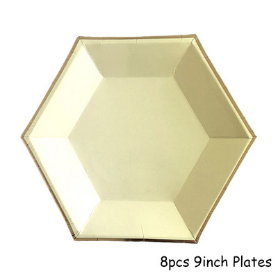 Set de veselă de unică folosință, galben auriu, farfurii de hârtie pentru petrecere, șervețele, paie pentru ceașcă, petrecere de naștere, decorațiuni de nuntă, accesorii pentru petreceri de Crăciun