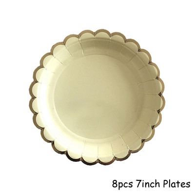 Set de veselă de unică folosință, galben auriu, farfurii de hârtie pentru petrecere, șervețele, paie pentru ceașcă, petrecere de naștere, decorațiuni de nuntă, accesorii pentru petreceri de Crăciun