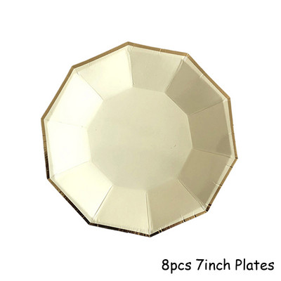 Set de veselă de unică folosință, galben auriu, farfurii de hârtie pentru petrecere, șervețele, paie pentru ceașcă, petrecere de naștere, decorațiuni de nuntă, accesorii pentru petreceri de Crăciun