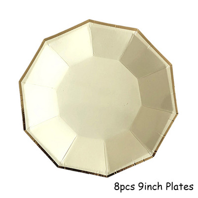 Set de veselă de unică folosință, galben auriu, farfurii de hârtie pentru petrecere, șervețele, paie pentru ceașcă, petrecere de naștere, decorațiuni de nuntă, accesorii pentru petreceri de Crăciun