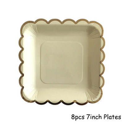 Set de veselă de unică folosință, galben auriu, farfurii de hârtie pentru petrecere, șervețele, paie pentru ceașcă, petrecere de naștere, decorațiuni de nuntă, accesorii pentru petreceri de Crăciun