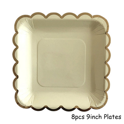 Set de veselă de unică folosință, galben auriu, farfurii de hârtie pentru petrecere, șervețele, paie pentru ceașcă, petrecere de naștere, decorațiuni de nuntă, accesorii pentru petreceri de Crăciun