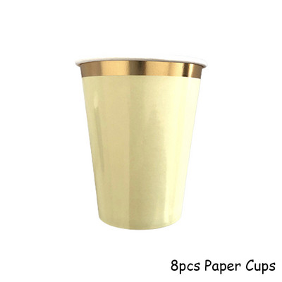 Set de veselă de unică folosință, galben auriu, farfurii de hârtie pentru petrecere, șervețele, paie pentru ceașcă, petrecere de naștere, decorațiuni de nuntă, accesorii pentru petreceri de Crăciun