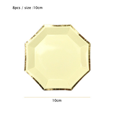 Set de veselă de unică folosință, galben auriu, farfurii de hârtie pentru petrecere, șervețele, paie pentru ceașcă, petrecere de naștere, decorațiuni de nuntă, accesorii pentru petreceri de Crăciun