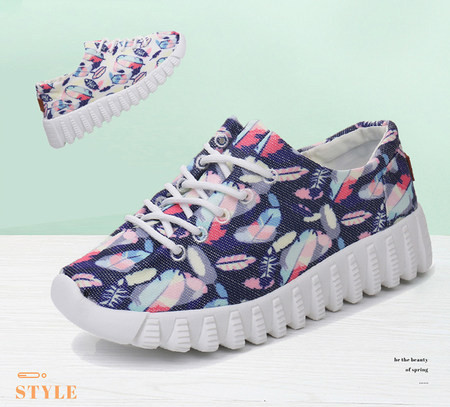 Tenisi casual dama imprimati cu talpa inalta