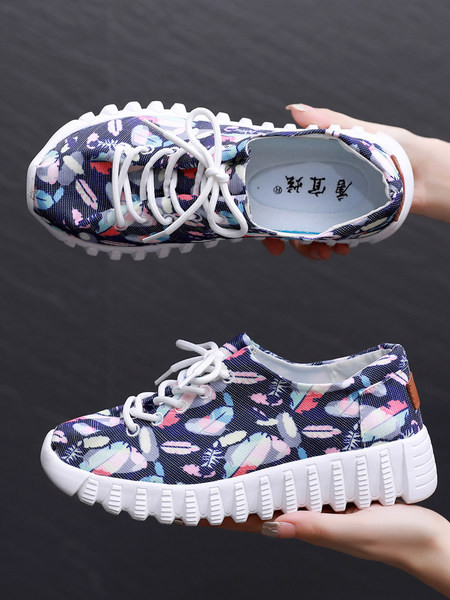 Tenisi casual dama imprimati cu talpa inalta