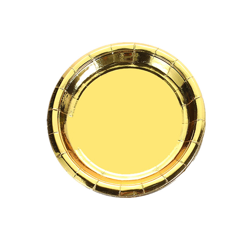 Χρυσά χάρτινα πιάτα μιας χρήσης Φλιτζάνια Ψάθινο χαρτοπετσέτες Σετ σερβίτσια για κέικ για ενήλικες παιδικά είδη πάρτι γενεθλίων Διακόσμηση με χρυσό θέμα