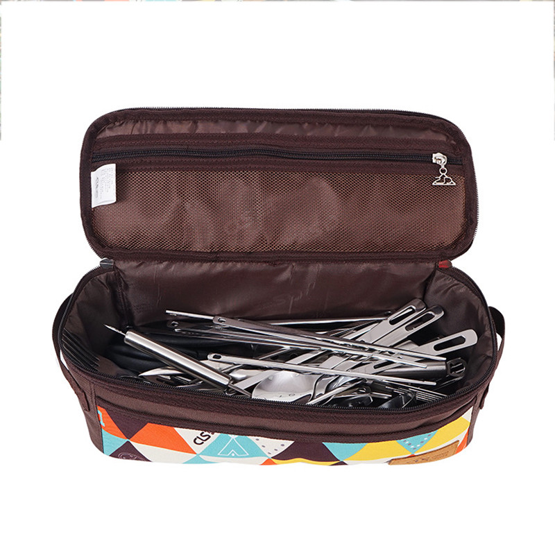 Επαναχρησιμοποιήσιμη τσάντα αποθήκευσης Τσάντα μαχαιροπήρουνων για υπαίθριο μπάρμπεκιου για πικ-νικ Κάμπινγκ Επιτραπέζια σκεύη Μαχαίρι Πιρούνι Κουτάλι Τσάντα Οργάνωση σειρά κουζίνας