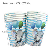 Jednokratno posuđe s motivom cvijeta plavog slona, papirnate čaše, salvete, set ukrasa za pozadinu za rođendane za dječake