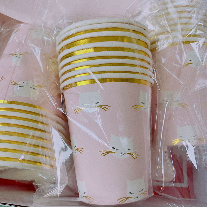 8 kom 9 inčni jednokratni tanjuri s ružičastom mačkom Djevojke favoriziraju rođendansku tortu Pink Kitty Cat torta desertni papirnati tanjur Rođendanske potrepštine za djevojčice