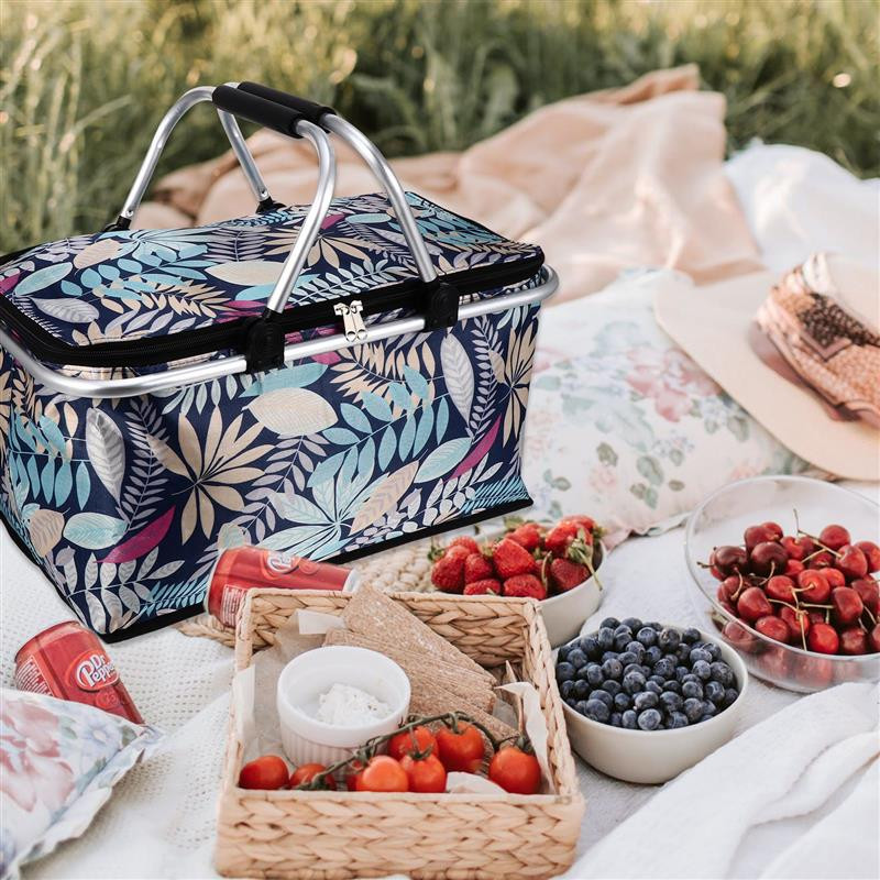 Coș de prânz cu capacitate mare de 30 l, geantă de picnic, pliabilă, izolată.