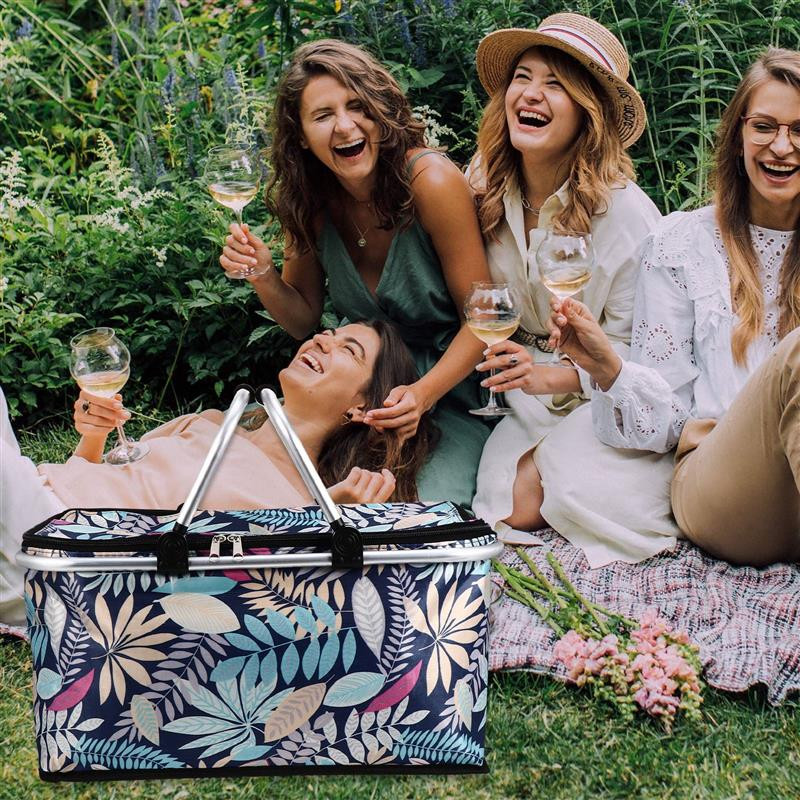 Coș de prânz cu capacitate mare de 30 l, geantă de picnic, pliabilă, izolată.