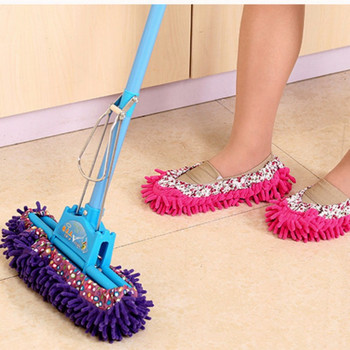 Моп чехли Калъф за обувки Многократна употреба Инструмент за почистване на пода от микрофибър за метене за къща Офис Баня Кухня Миещ се шенил