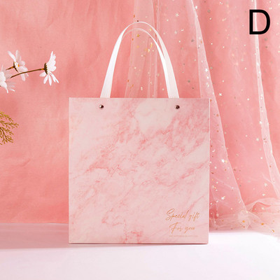 Kingikoti pakendamiskäepide Paberist säilituskott Marmorist prinditud kandekotid pulmakommide kottide poodi riiete hoiupakkekott