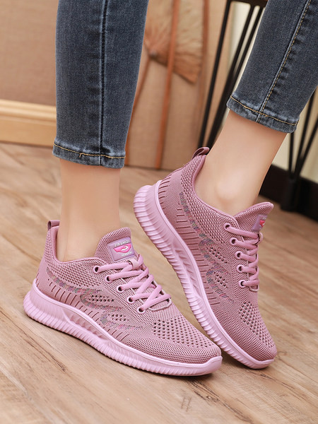 Σπορ γυναικεία sneakers με επίπεδη σόλα και διχτυωτό