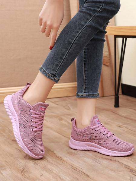 Σπορ γυναικεία sneakers με επίπεδη σόλα και διχτυωτό