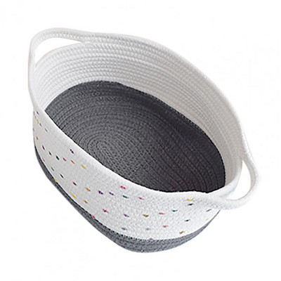 Izsmalcināta meistarība Vietu taupošs, liela ietilpība, ar rokām austs grozs, adīšanas kokvilnas šķērslis kosmētikas grozs guļamistabai