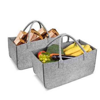 Нова издръжлива нетъкана дървена чанта за съхранение на огън, филцова пазарска чанта с двойна дръжка, отваряща се чанта, чанта с голям капацитет, сгъваема чанта