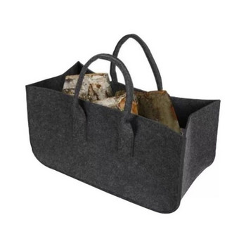 Нова издръжлива нетъкана дървена чанта за съхранение на огън, филцова пазарска чанта с двойна дръжка, отваряща се чанта, чанта с голям капацитет, сгъваема чанта