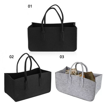 Νέα ανθεκτική μη υφασμένη τσάντα αποθήκευσης από ξύλο τσόχα διπλής λαβής Ανοιγόμενη τσάντα τσάντας αγορών Τσάντα μεγάλης χωρητικότητας Αναδιπλούμενη τσάντα
