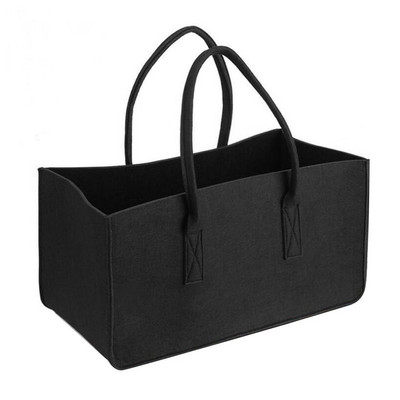 Geantă de depozitare pentru foc din lemn, durabilă, nețesută, din pâslă, cu deschidere cu mâner dublu, geantă de cumpărături, geantă de capacitate mare, geantă de mână pliabilă