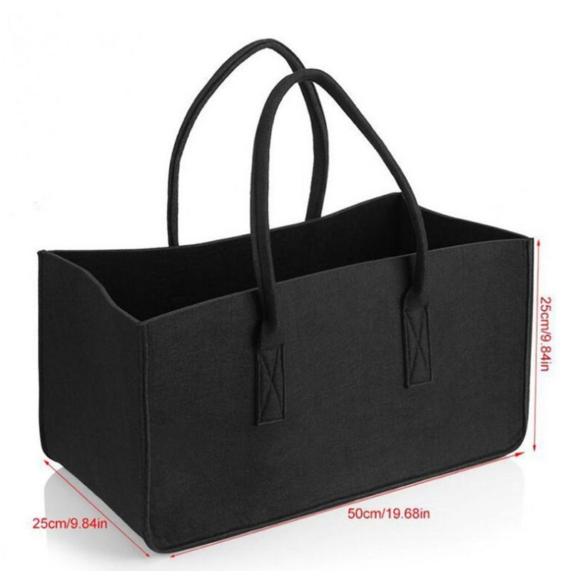 Geantă de depozitare pentru foc din lemn, durabilă, nețesută, din pâslă, cu deschidere cu mâner dublu, geantă de cumpărături, geantă de capacitate mare, geantă de mână pliabilă