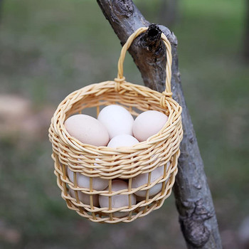 Boho Rattan Επιτοίχιο καλάθι με κρεμμύδι, μικρό υφαντό δοχείο αποθήκευσης σκόρδου Καλάθι αποθήκευσης πατάτας αυγών για κουζίνα