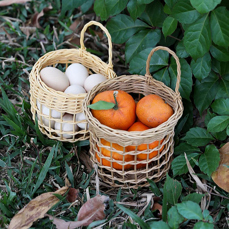 Boho Rattan Επιτοίχιο καλάθι με κρεμμύδι, μικρό υφαντό δοχείο αποθήκευσης σκόρδου Καλάθι αποθήκευσης πατάτας αυγών για κουζίνα