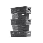 Plastična košara za pohranu, organizacija smočnice i spremnici za dom, 13,4 inča X 9,4 inča X 3,7 inča, pakiranje od 5 komada, siva