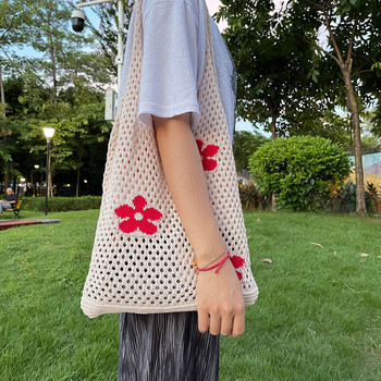 Преносима мрежеста чанта за пазаруване на цветя Съхранение на плодове и зеленчуци Екологична дамска чанта Чанта за многократна употреба Сгъваема дамска чанта за хранителни стоки