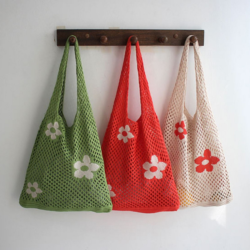 Kaasaskantav lilleostlemise võrgukott, puu- ja juurviljade hoiukoht Keskkonnasõbralik käekott Tassid Korduvkasutatav kokkupandav naiste toidukott