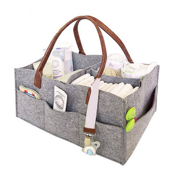 Νέα πτυσσόμενη τσάντα αποθήκευσης από τσόχα Baby Diaper Caddy Organizer Τσάντα ταξιδιού αυτοκινήτου Καλάθι νηπιαγωγείου ανθεκτικό πρακτικό μοτίβο βελονάκι Storag