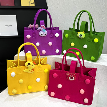 Χαριτωμένη τσόχα τσάντα Γυναικεία τσάντα κινουμένων σχεδίων Οργανωτής τσάντας μαμάς Εισαγωγή δώρου Τσάντα αγορών Κούκλα Τσάντα τσόχα για κορίτσια Πτυσσόμενη γυναικεία τσάντα για παιχνίδι