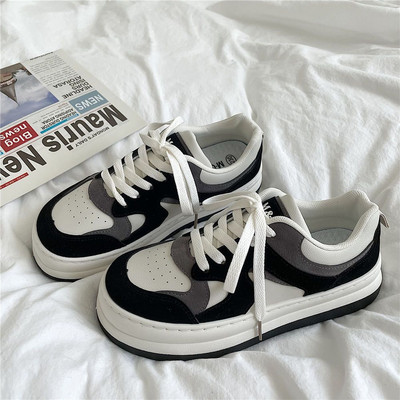 Γυναικεία μοντέρνα sneakers με ψηλή σόλα 6cm και κορδόνια